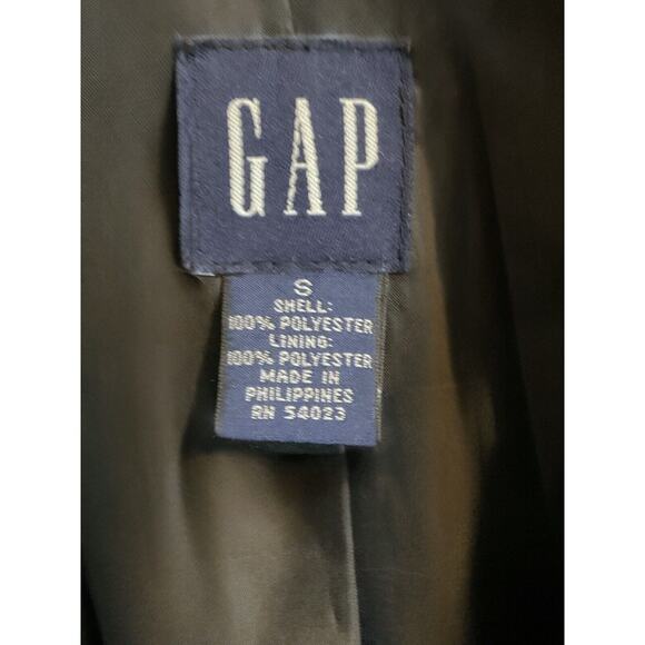 Gap Rain Coat Women's SZ S Black Lightweight Pockets Double Breasted - Picture 2 of 8